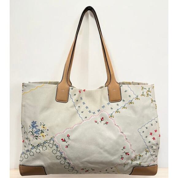 Tory Burch Ella Large Floral Canvas Tote Bag - Picture 2 of 15